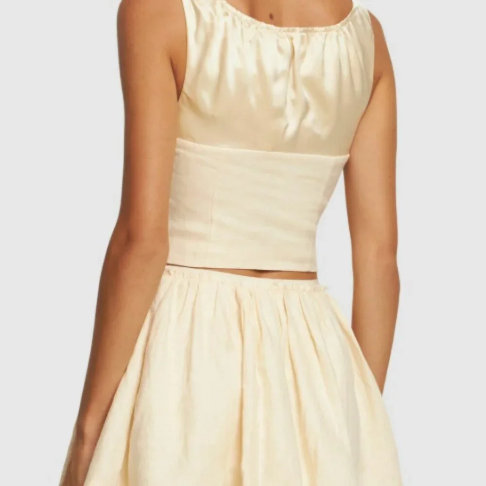 Reformation Evy Linen Two Piece Sugar 0 NWT